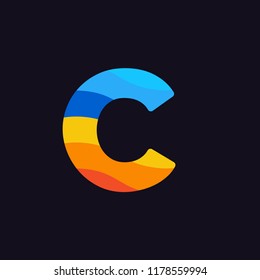 Modern Vector Logo Letter C. C Letter Design Vector In Overlapping Rainbow Colors