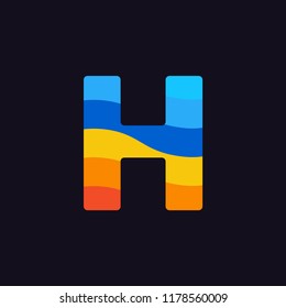Modern Vector Logo Letter H. H Letter Design Vector In Overlapping Rainbow Colors