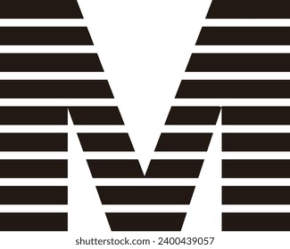 Modern Vector Logo Letter M striped isolated on white background, eps