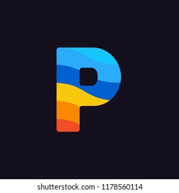 Modern Vector Logo Letter P. P Letter Design Vector In Overlapping Rainbow Colors