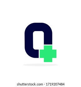 Letra moderna con logotipo vector Q. P Vector de diseño de carta médico
