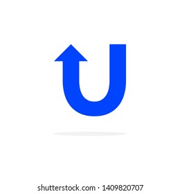 Modern Vector Logo Letter U With Arrow. U Letter Design Vector Arrow