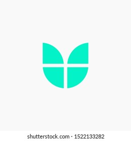 Modern Vector Logo Letter V. V Green Blue Lowercase Blocks Cube Letter Design Vector