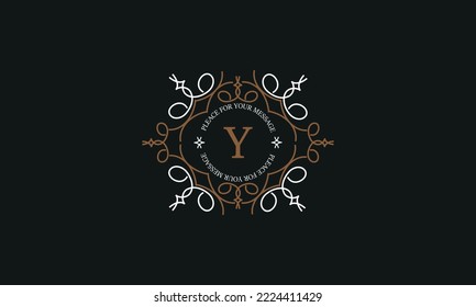 Modern vector logo with letter Y. Luxurious elegant ornament. Design examples for cafes, hotels, jewelry, fashion, restaurant