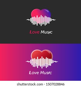 Modern vector logo music template. flat, love, music,icons, audio, element vector illustrasion