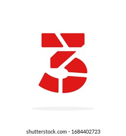 Modern Vector Logo Number 3. Three Number Design Vector