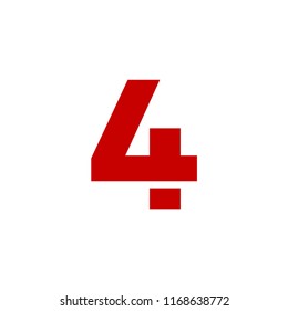 Modern Vector Logo Number 4. 4 Number Design Vector.