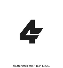 Modern Vector Logo Number 4. Four Number Design Vector Double Wing