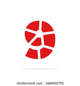 Modern Vector Logo Number 9. Nine Number Design Vector