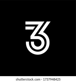 Modern Vector Logo Number Lines 3. 3 Line Number Design Vector