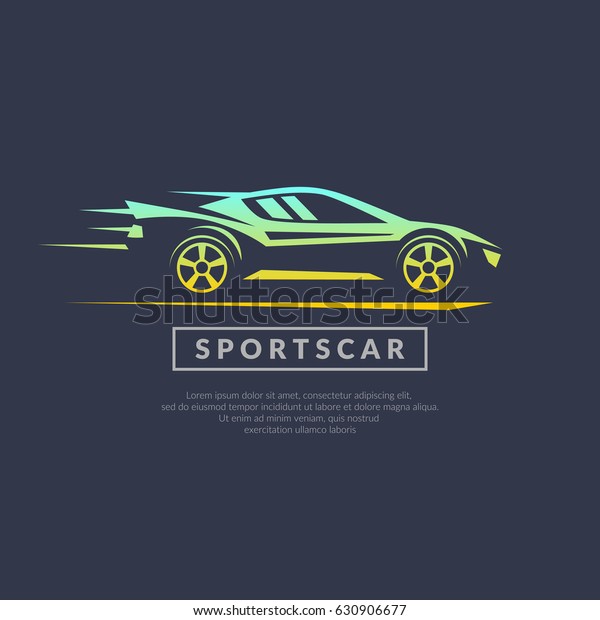 Modern vector logo sports cars on a dark background\
in linear style