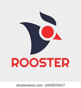 Modern vector logo template or icon of chicken head, rooster and cock.
