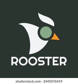 Modern vector logo template or icon of chicken head, rooster and cock.