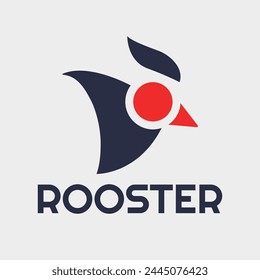 Modern vector logo template or icon of chicken head, rooster and cock.