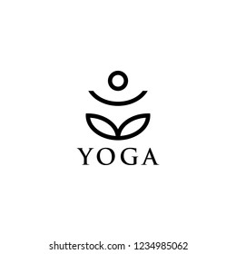 Modern vector logo template in a linear style. Yoga center, Spa facilities, Fashion and beauty, Fitnes room.