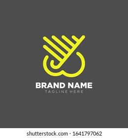 modern vector logo in yellow with gray background