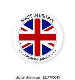 Modern vector Made in Britain label isolated on white background, simple sticker with British colors, premium quality stamp design, flag of Britain