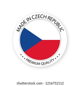 Modern vector Made in Czech Republic isolated on white background, simple sticker with Czech colors, premium quality stamp design, flag of Czech Republic