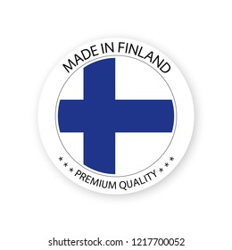 Modern vector Made in Finland label isolated on white background, simple sticker with Finnish colors, premium quality stamp design, flag of Finland