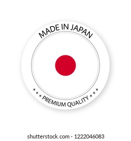 Modern vector Made in Japan label isolated on white background, simple sticker with Japanese colors, premium quality stamp design, flag of Japan