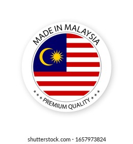 Modern vector Made in Malaysia label isolated on white background, simple sticker in Malaysian colors, premium quality stamp design, flag of Malaysia