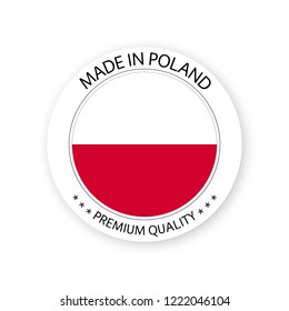 Modern vector Made in Poland label isolated on white background, simple sticker with Polish colors, premium quality stamp design, flag of Poland