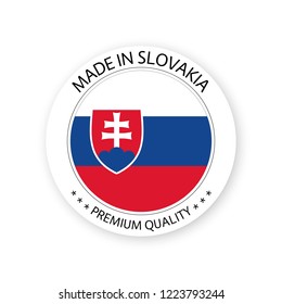 Modern vector Made in Slovakia label isolated on white background, simple sticker with Slovak colors, premium quality stamp design, flag of Slovakia