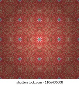 Modern vector mandalas design for print on card paper, fabric poster, carpet or book cover. Colorful tones. Abstract luxury and elegant seamless pattern in popular green, pink and beige colors.