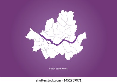 modern vector map of seoul, south korea. seoul map. korea map.