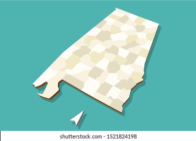 Modern Vector Map State of Alabama USA