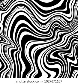 Modern vector marble background. Black and white waves from lines