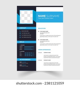 modern, vector and minimalist Professional cv or resume template design	