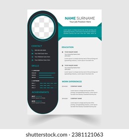 modern, vector and minimalist Professional cv or resume template design	