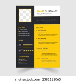 modern, vector and minimalist Professional cv or resume template design	