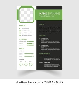 modern, vector and minimalist Professional cv or resume template design	