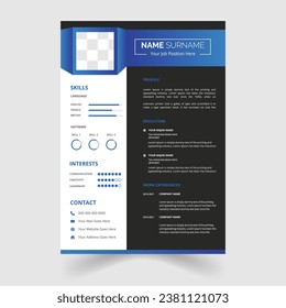 modern, vector and minimalist Professional cv or resume template design	