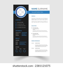 modern, vector and minimalist Professional cv or resume template design	