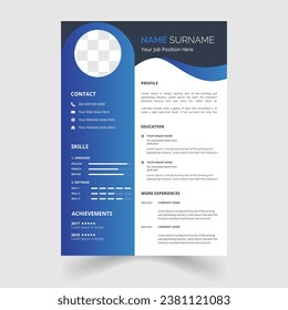modern, vector and minimalist Professional cv or resume template design	
