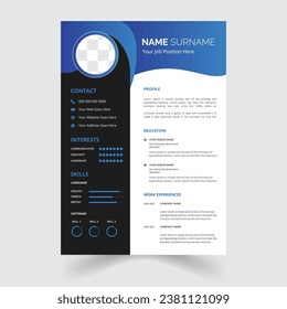 modern, vector and minimalist Professional cv or resume template design	