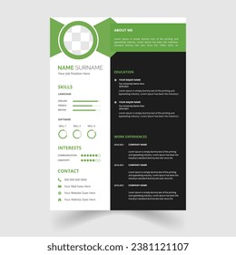 modern, vector and minimalist Professional cv or resume template design	