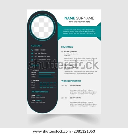 modern, vector and minimalist Professional cv or resume template design	