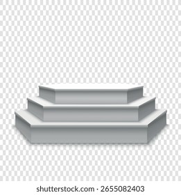 Modern Vector Mockup of Empty White Rectangular Podium with Concrete Floor, Display Platform for Product Presentation and Branding