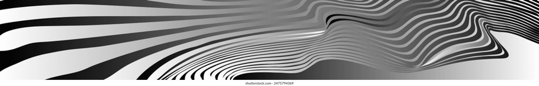 Modern vector monochrome striped bunner with ombre effect geometric. Metaverse concept abstract background for wall art, panel, poster, web banner, mobile apps, interior decor.