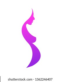 Modern vector motherhood logo. pregnancy logo. pregnant woman logo. silhouette of a pregnant woman illustration. - Vector