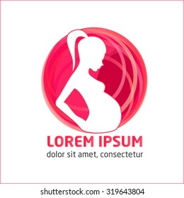 Modern vector motherhood logo. pregnancy logo. pregnant woman logo. silhouette of a pregnant woman illustration.