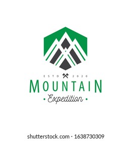 modern vector mountain with a luxurious shape inside a strong square and elegant font combination.