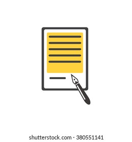 Modern vector notepad icon. Flat line design vector paper.Template stationery isolated symbol, emblem. The symbol, emblem  papers, data analysis financial research, strategy, accounting,  plan success