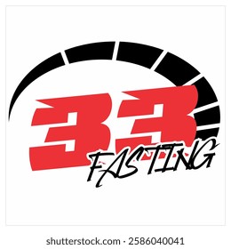 Modern vector number 33 and FASTING text, free speed design.