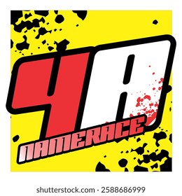 Modern Vector number 48  colorful, 3d concept and NAME RACE text.