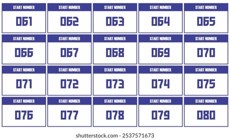 Modern vector numbers 21 to 40, marathon concept, blue and white.